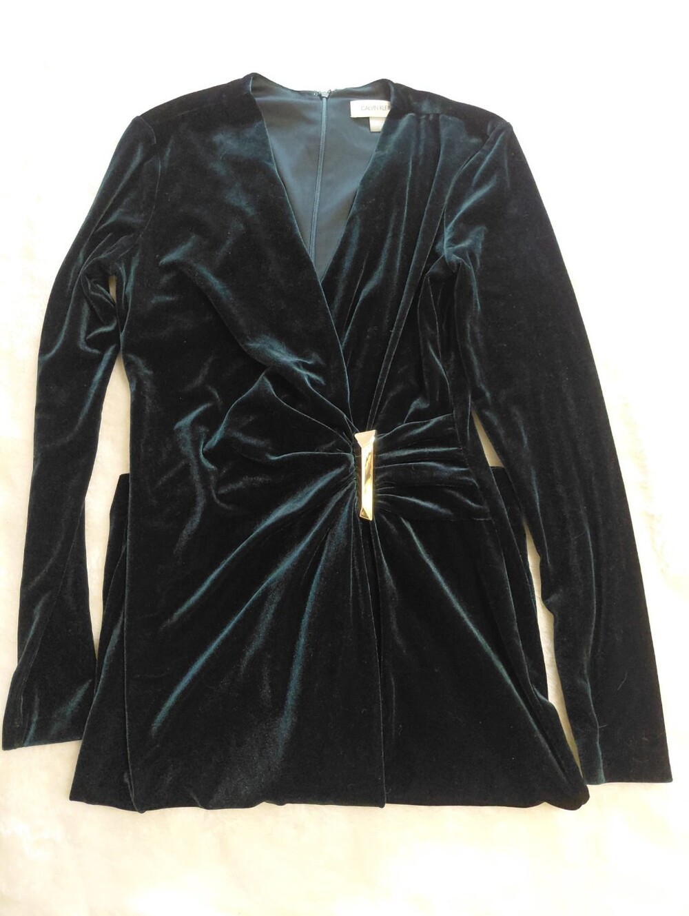 Calvin Kleim Women's Velvet Side Bar Trim Dress Size-2